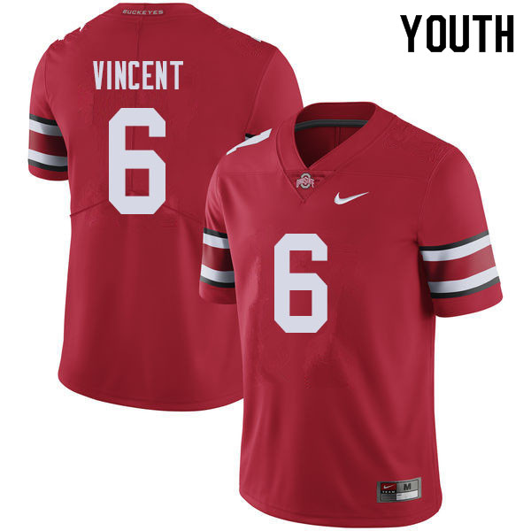 Ohio State Buckeyes Taron Vincent Youth #6 Red Authentic Stitched College Football Jersey